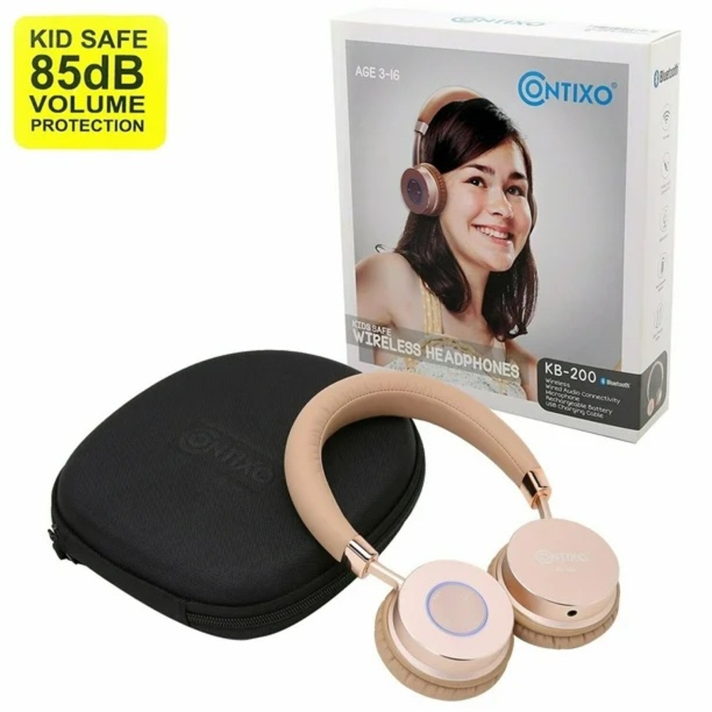Contixo KB-200 Kids Black Color Wireless Bluetooth On-the-Ear Headphones - New